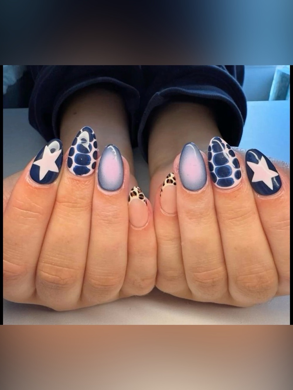 Blue Star & Abstract Pattern Press-On Nails - Women Other